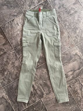 SPANX Olive Green High-Waist Pull-On Urban Streetwear Twill Cargo Legging Pants